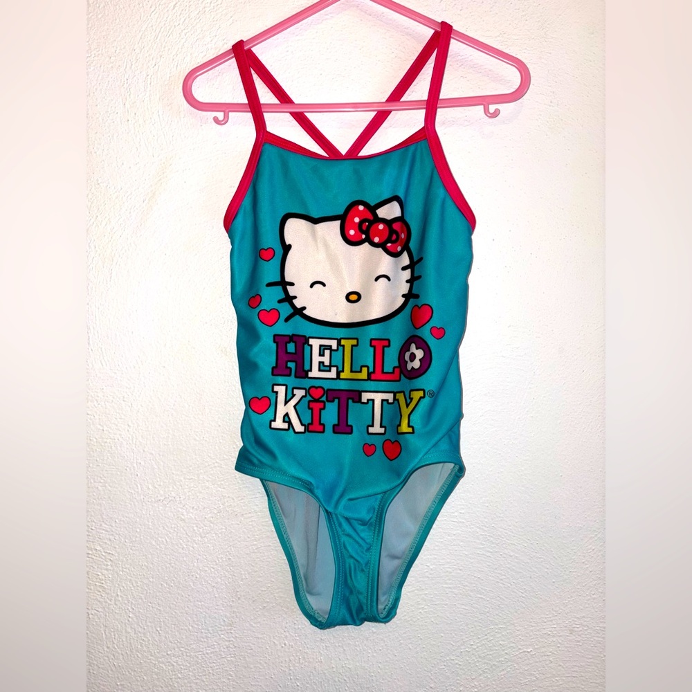 Hello Kitty Teal Swimsuit One Piece Kids size XS (5)